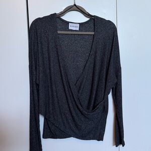 Olive & Oak Charcoal Drape Knit Blouse